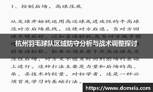 杭州羽毛球队区域防守分析与战术调整探讨